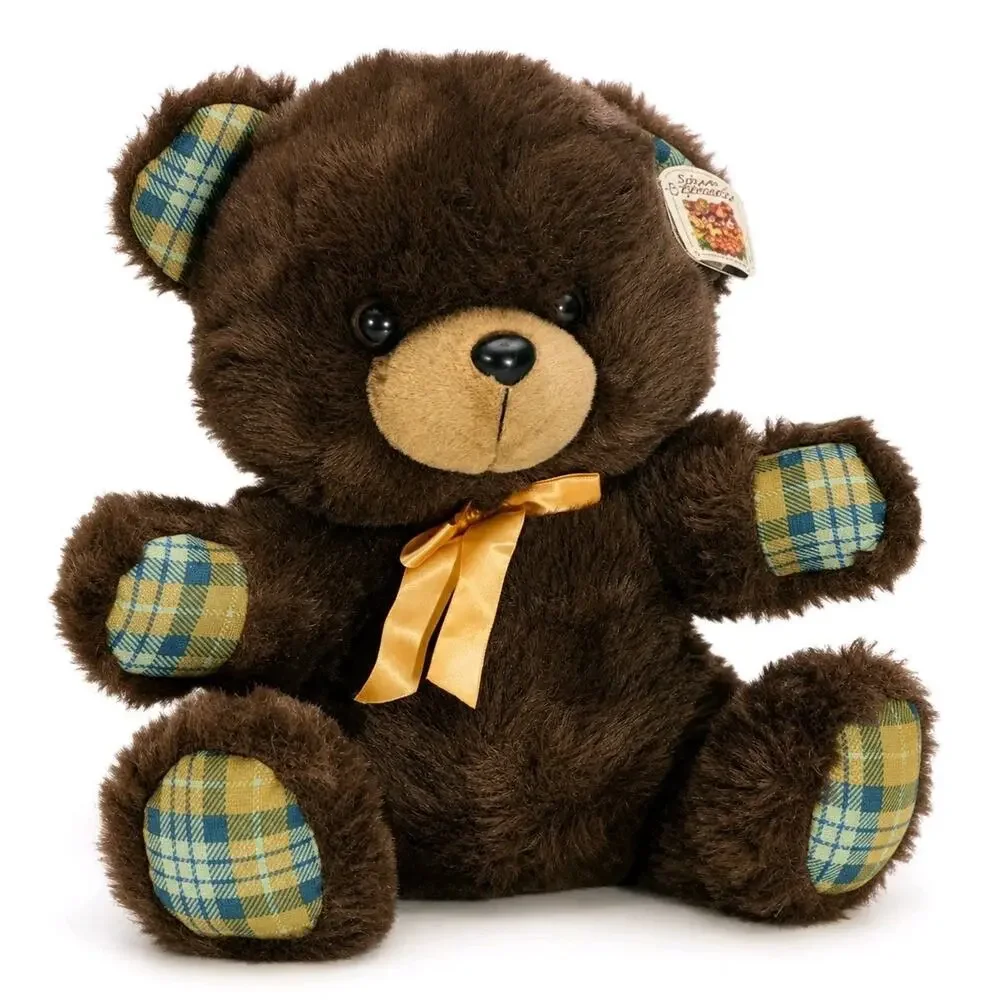 Vtg Dan Dee Soft Expressions Teddy Bear Plush Brown Plaid Paws Bow NWT 16